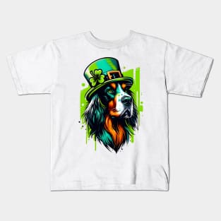 Gordon Setter in Festive Saint Patrick's Day Attire Kids T-Shirt